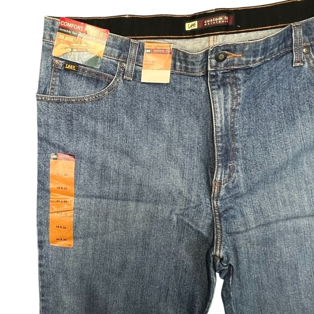 Lee Jeans Men 44x34 Blue Custom‎ Fit Straight Leg Comfort Fit Waistband NWT